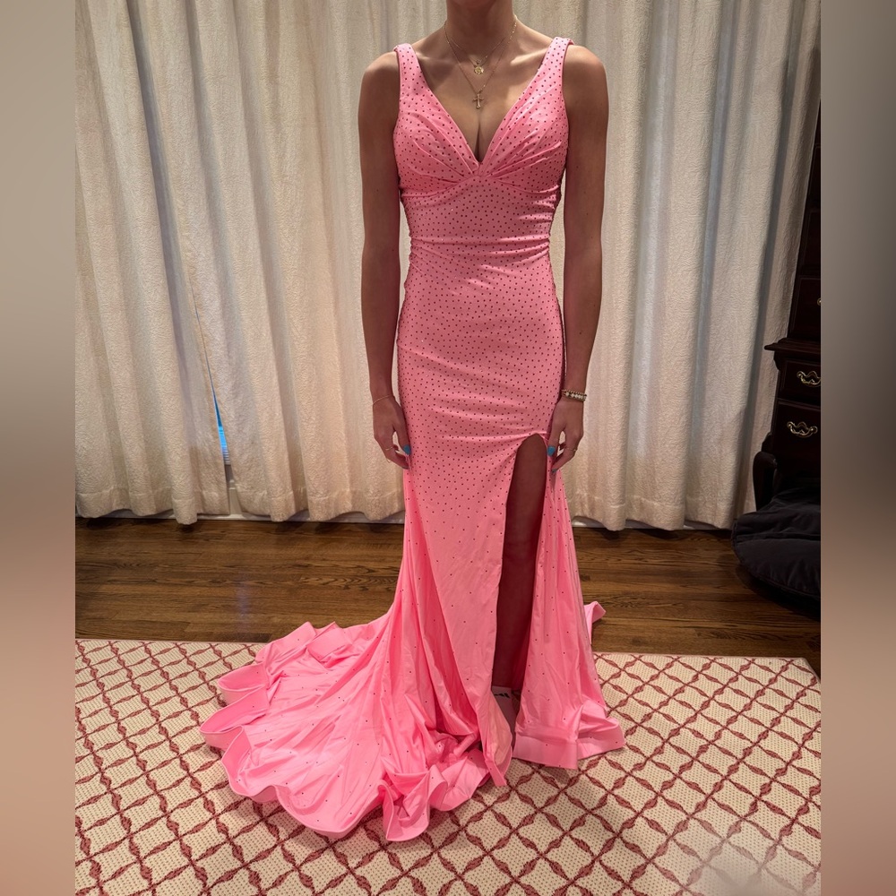 Pink Plunge Ruched Prom Dress